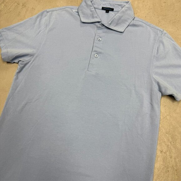 Patrick Assaraf Pima Cotton Polo Shirt Stretch Fabric Made in Peru Blue Small - Picture 3 of 7